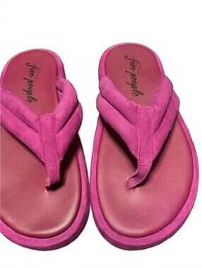 Free People Pink Suede Flip Flop Platform  Sandals